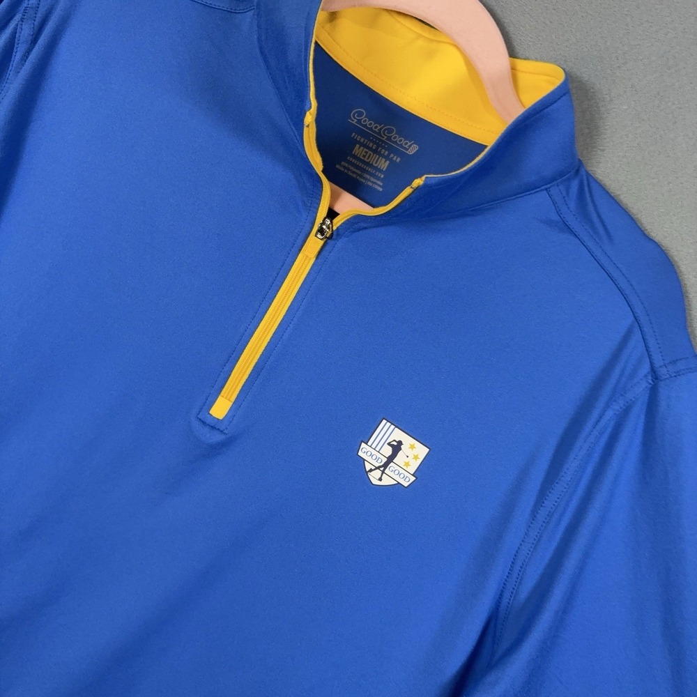 Good Good Golf 1/4 Zip Pullover Mens Sz M Blue On Tour Logo Stretch Golf NWT